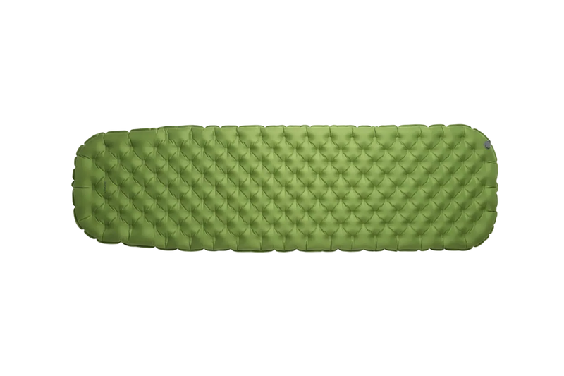 Green camping mattress on a white background