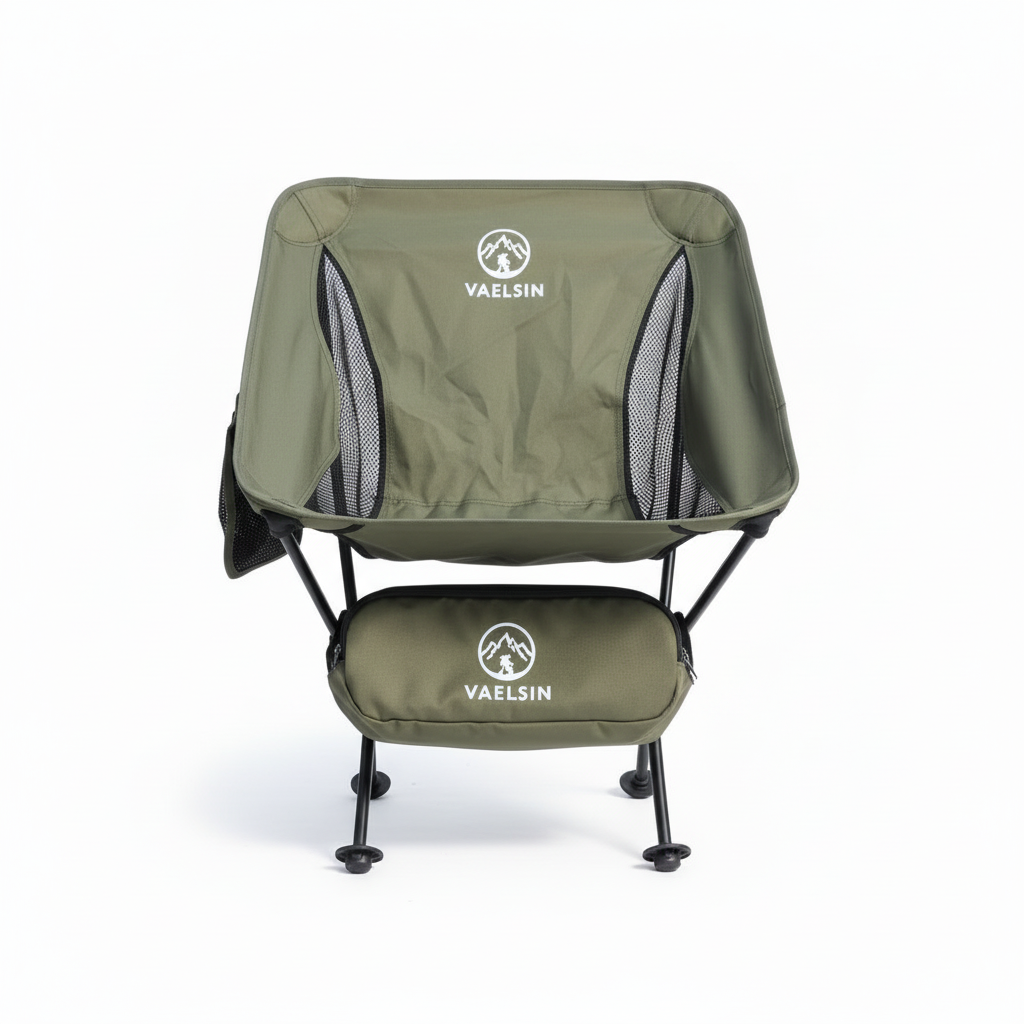 Ultralight Camping Chair Green – Front View White Background